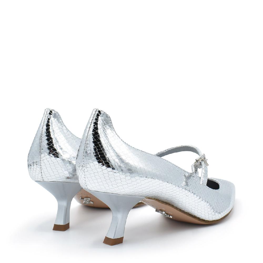 Sergio Levantesi Carlott4 Silver - Décolleté mary jane in pelle effetto rettile Presa