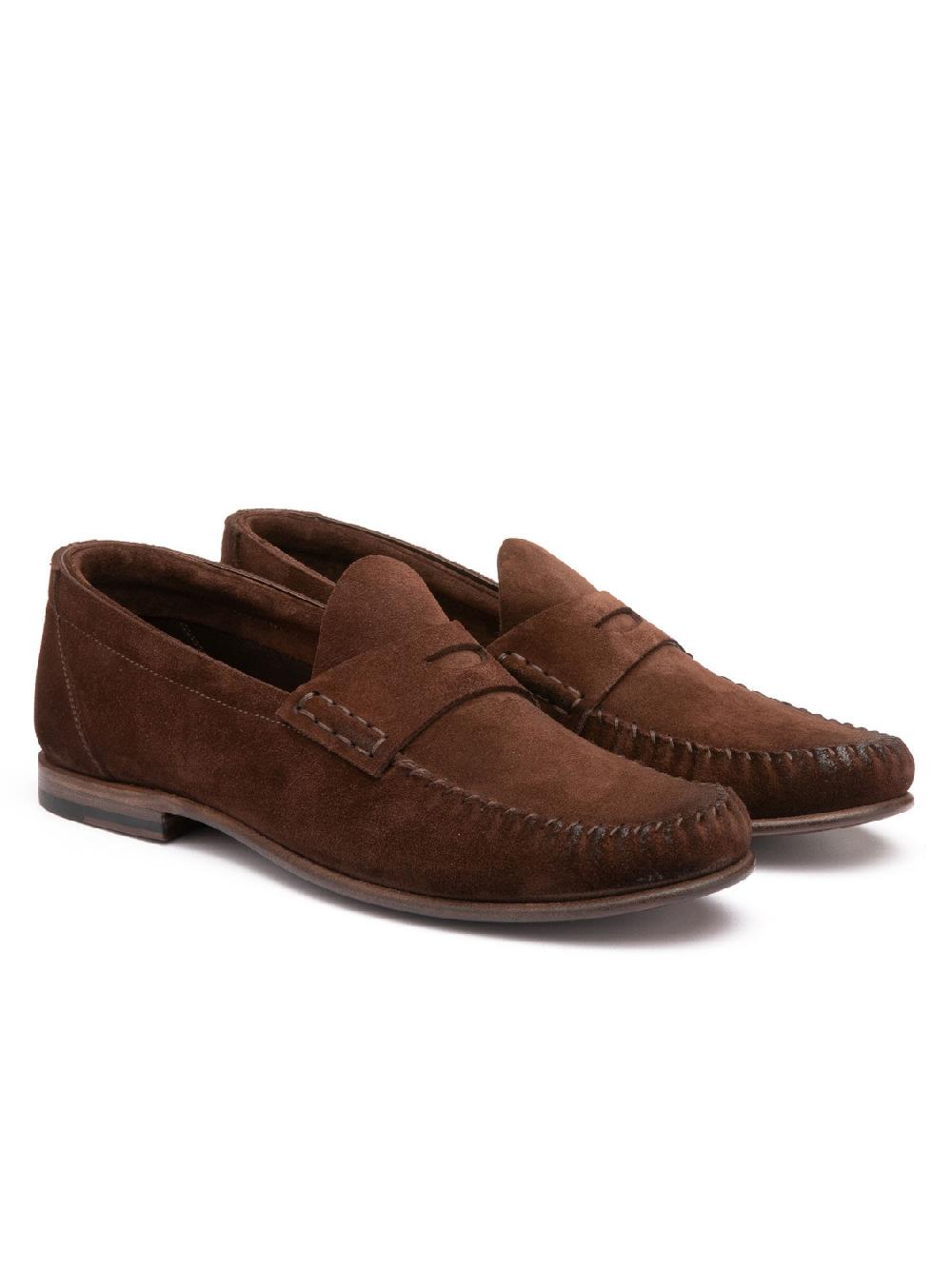 Silvano Sassetti Mocassini Penny in suede marrone Vendita Economica