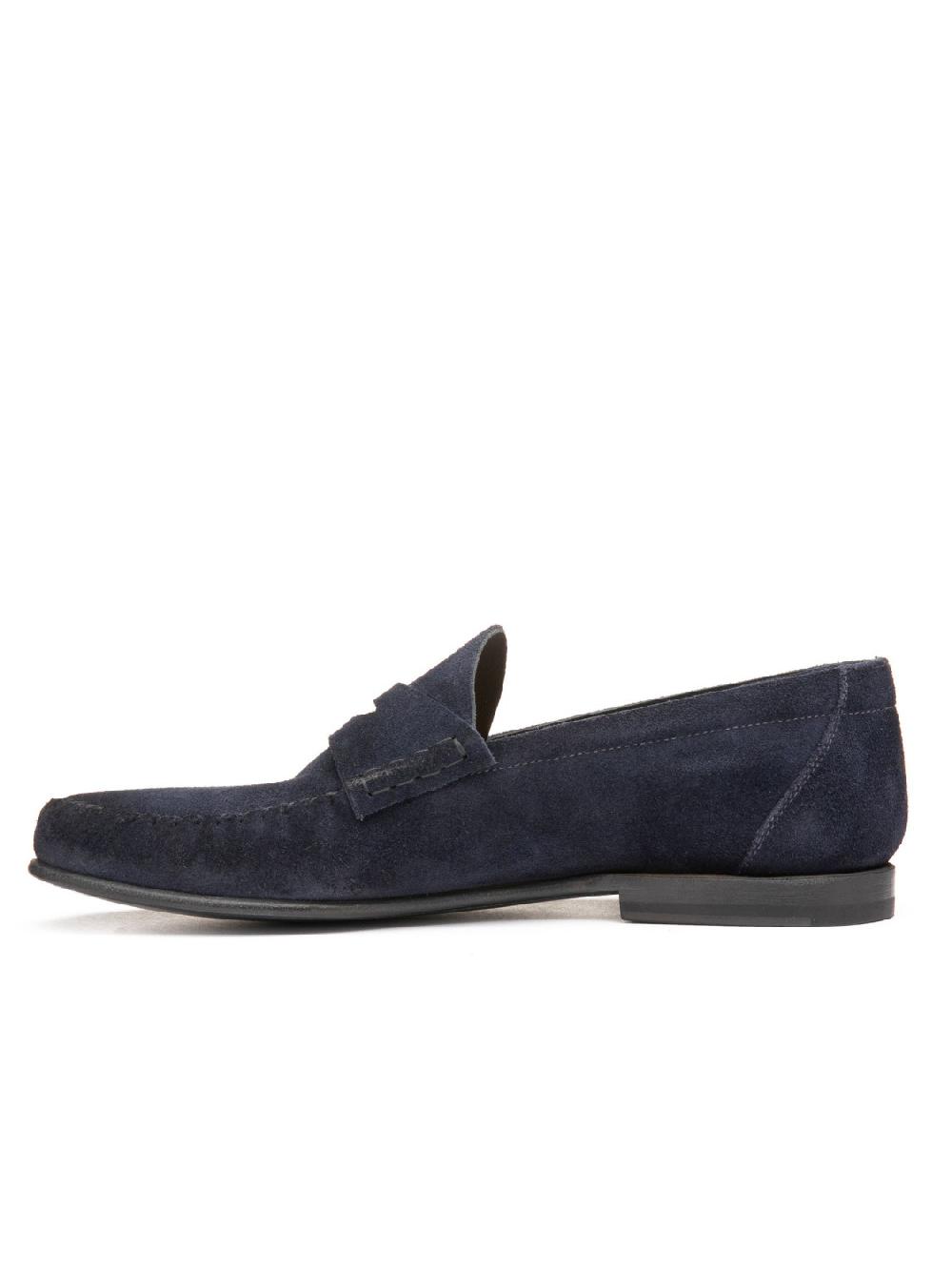 Silvano Sassetti Mocassini Penny in suede navy Sottocosto