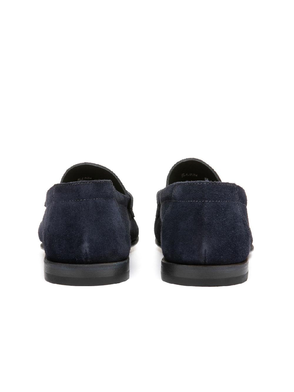 Silvano Sassetti Mocassini Penny in suede navy Sottocosto