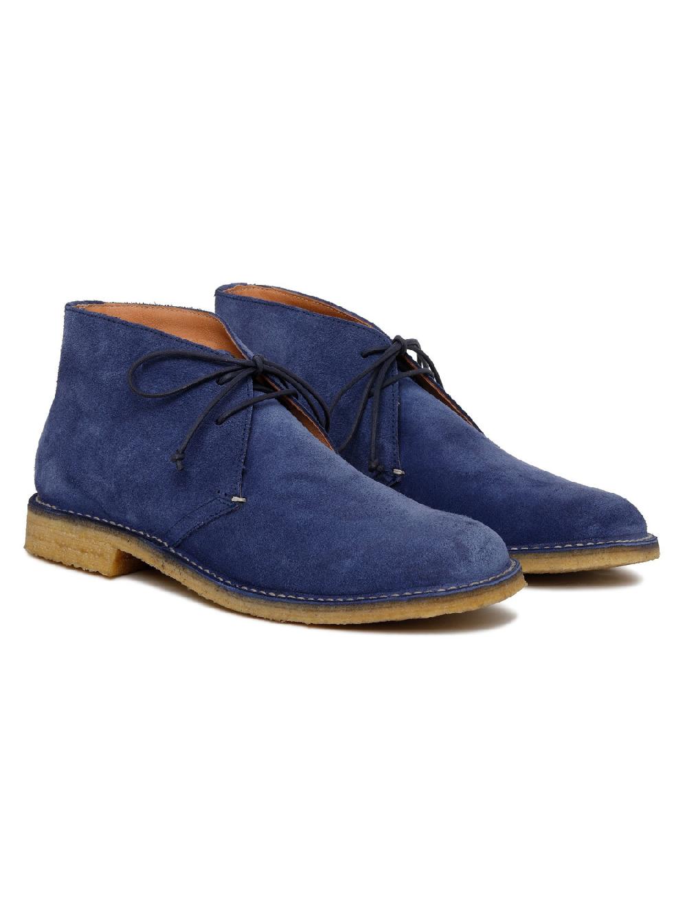 Silvano Sassetti Stivaletti Londra in camoscio blu Qualità