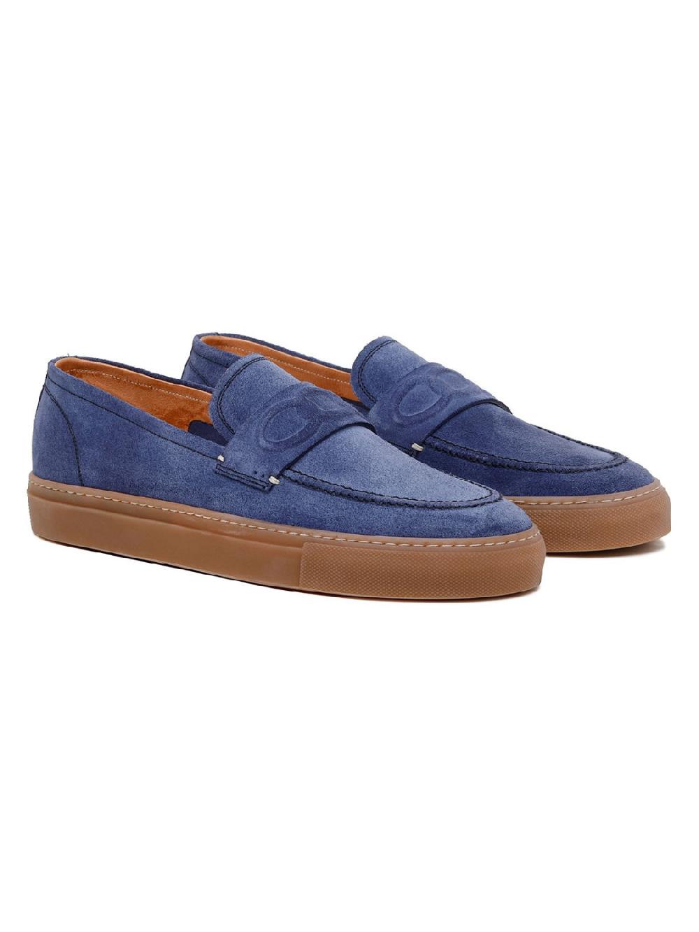 Silvano Sassetti Mocassini St. Tropez in camoscio blu Promozione