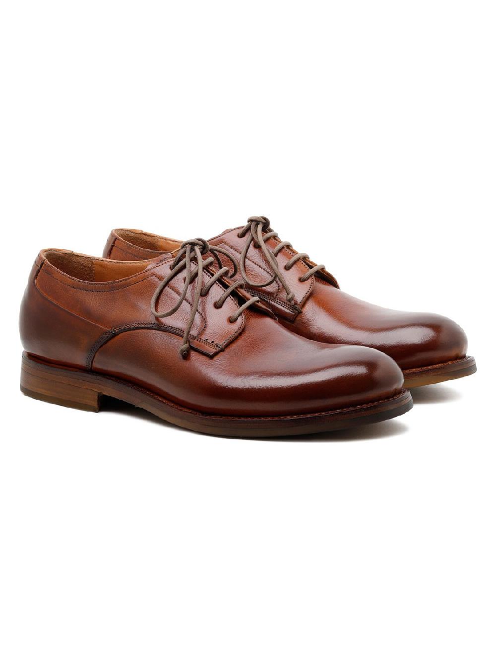 Silvano Sassetti Scarpe Derby Zurigo in pelle color brandy Soddisfazione Garantita