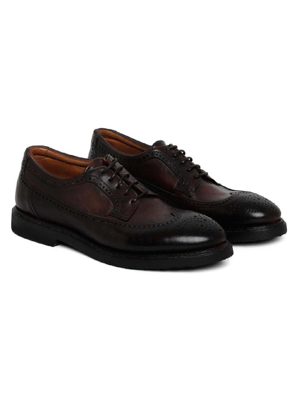 Silvano Sassetti Scarpe Derby in pelle marrone scuro Outlet