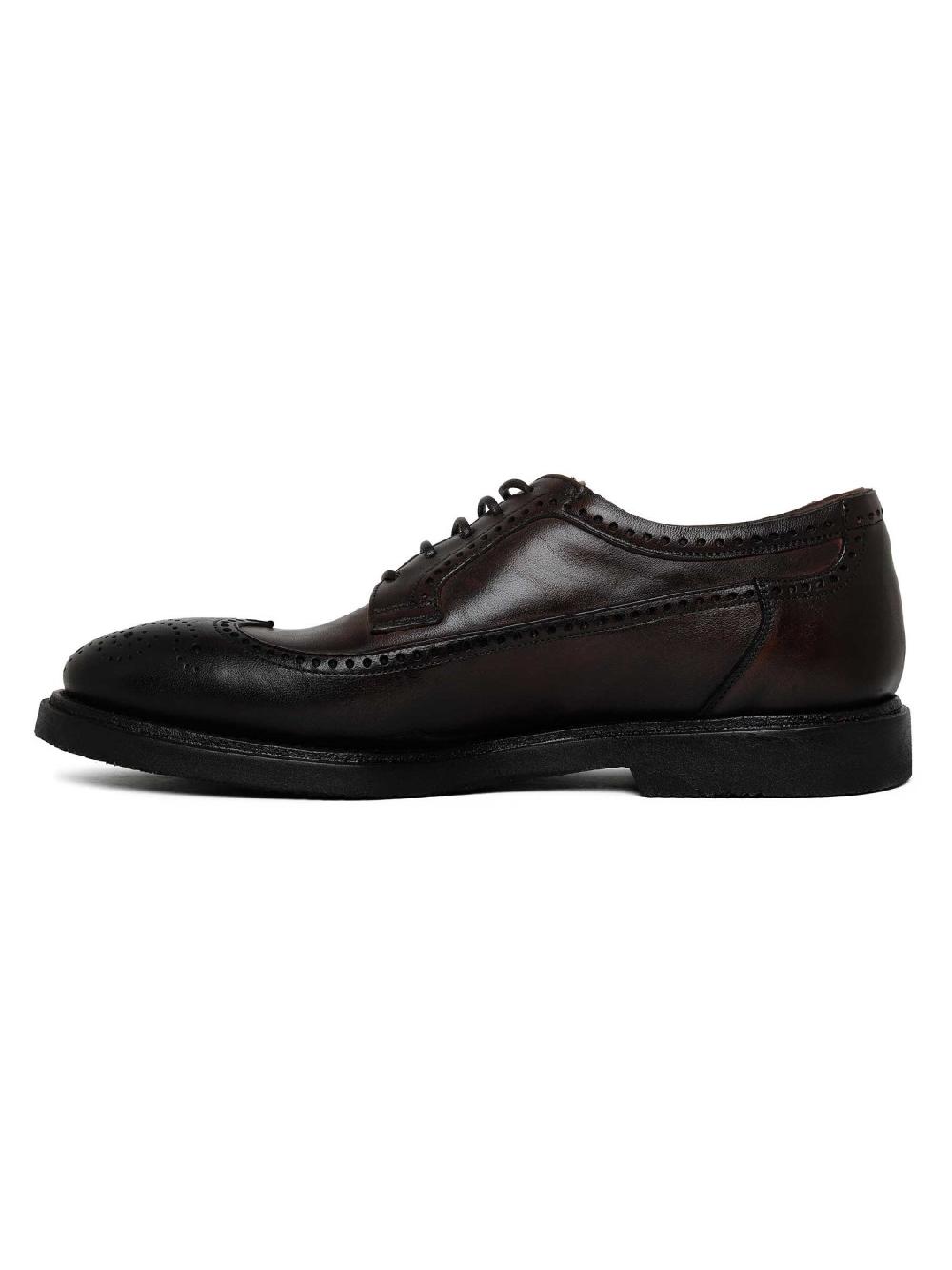 Silvano Sassetti Scarpe Derby in pelle marrone scuro Outlet