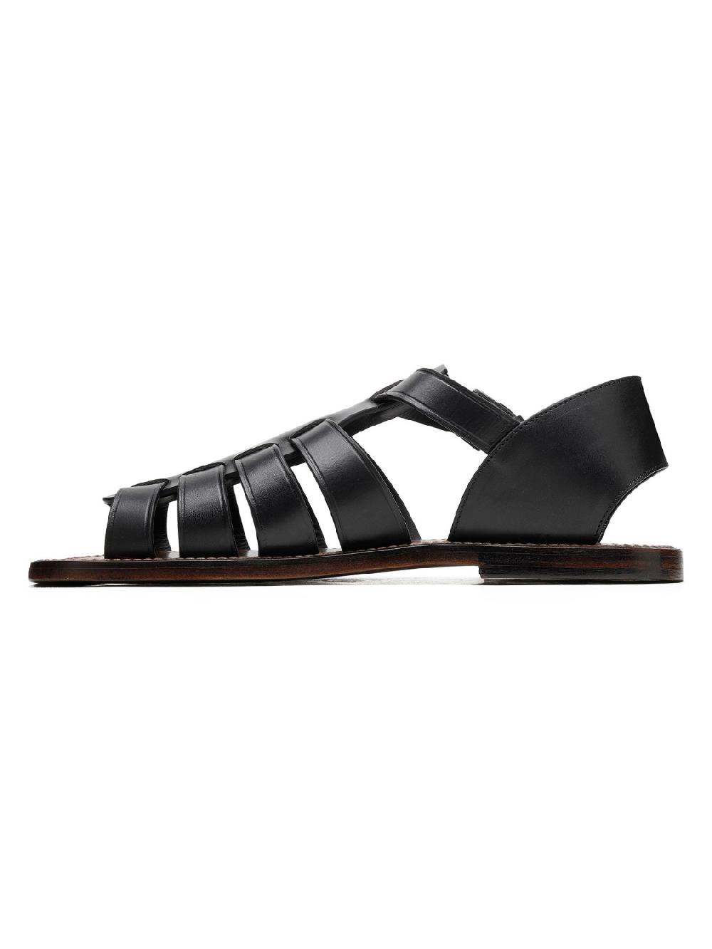 Silvano Sassetti Sandali Gladiator in pelle nera Vendita Calda