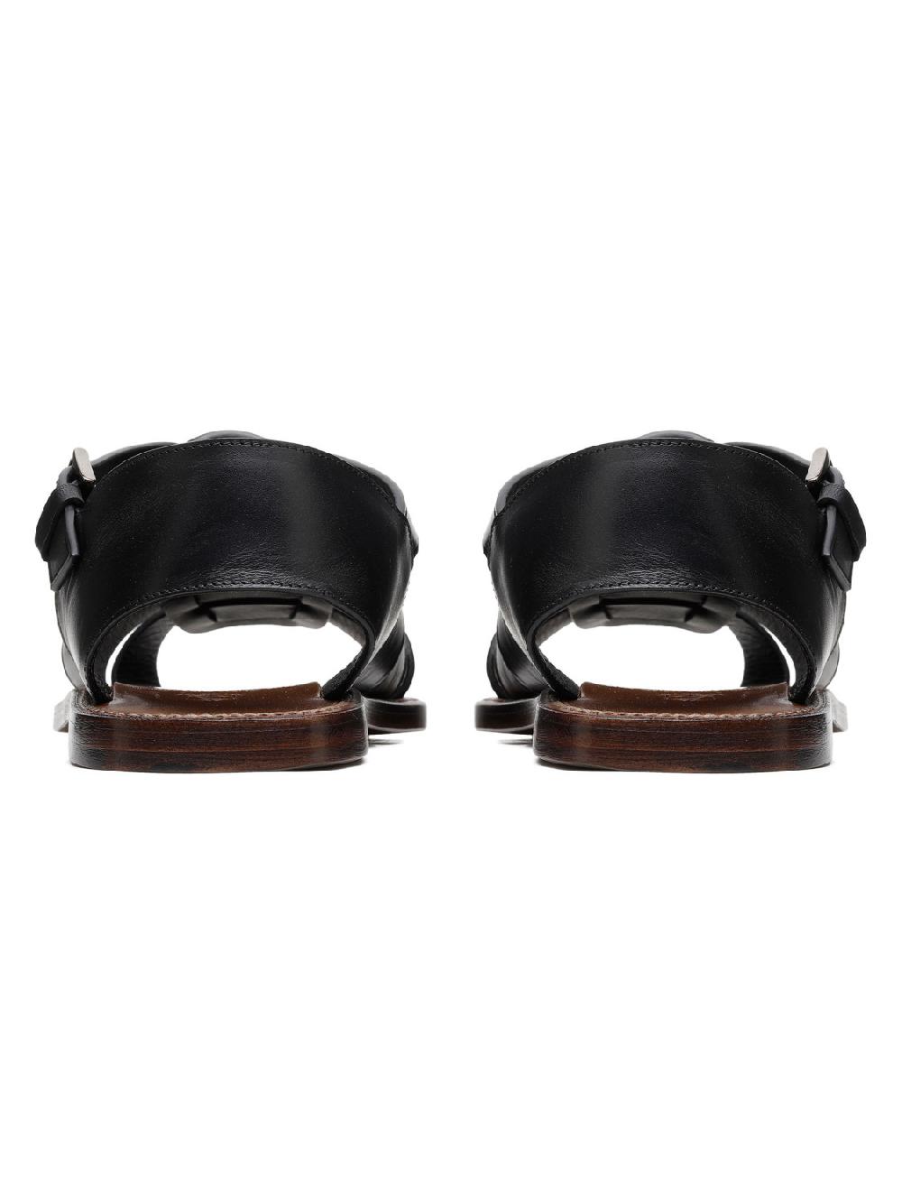 Silvano Sassetti Sandali Gladiator in pelle nera Vendita Calda