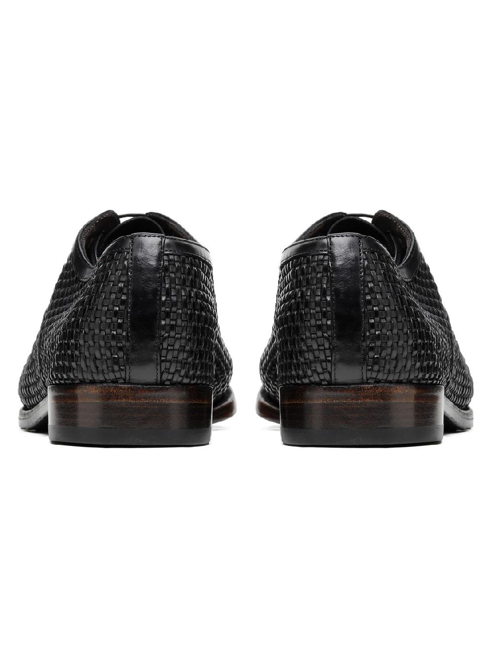 Silvano Sassetti Scarpe Derby in pelle nera intrecciata Vendita Economica