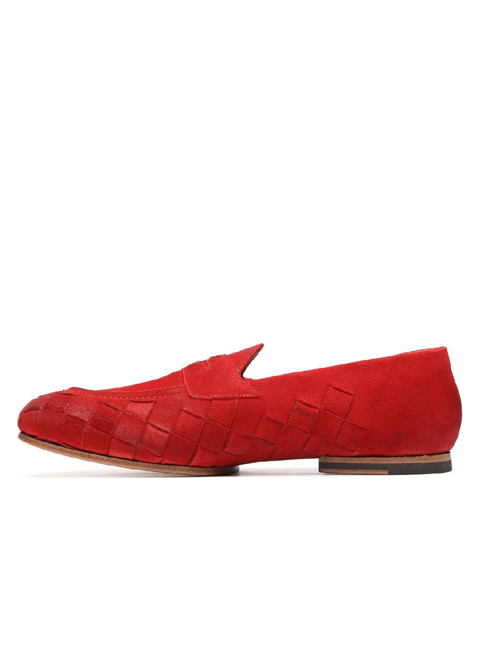 Silvano Sassetti Mocassini in suede rosso Italy