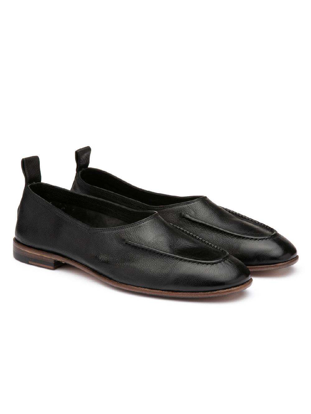 Silvano Sassetti Slippers in pelle di colore nero Pezzi Unici