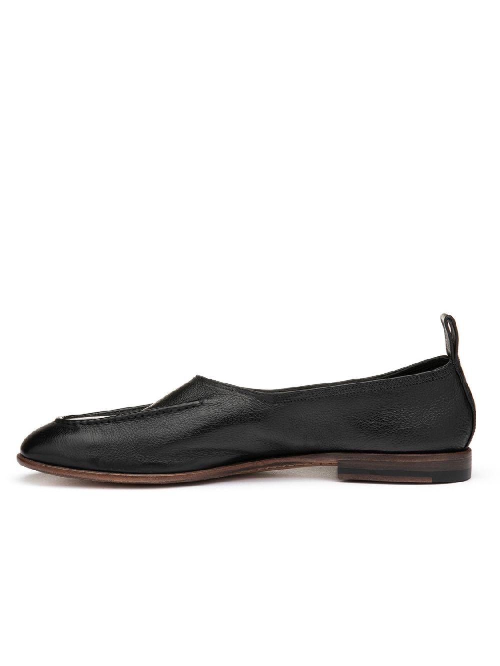 Silvano Sassetti Slippers in pelle di colore nero Pezzi Unici