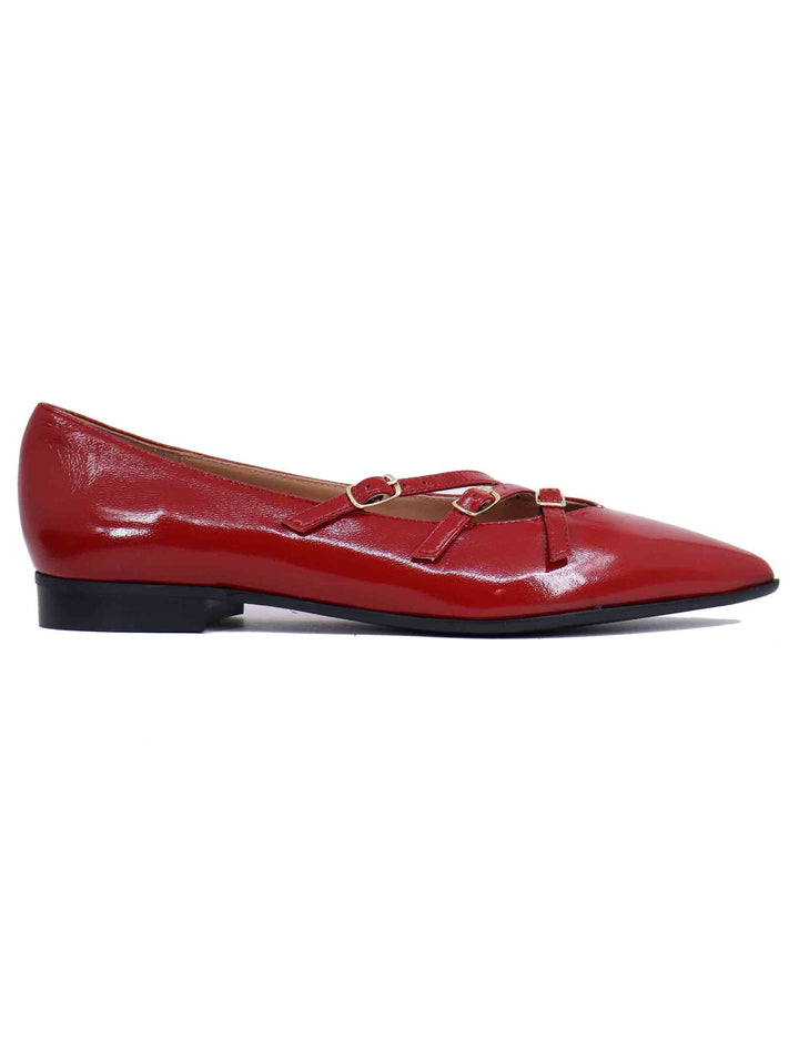 Spatarella Ballerine donna in pelle rossa con doppio cinturino Acquista Ora