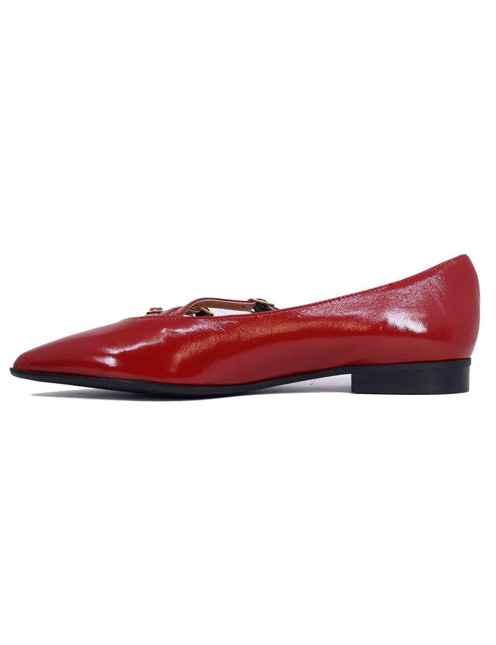 Spatarella Ballerine donna in pelle rossa con doppio cinturino Acquista Ora
