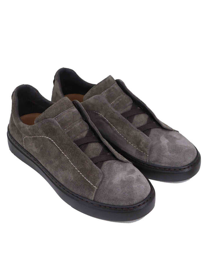 Spatarella Sneakers uomo in camoscio grigio con elastici I Più Venduti