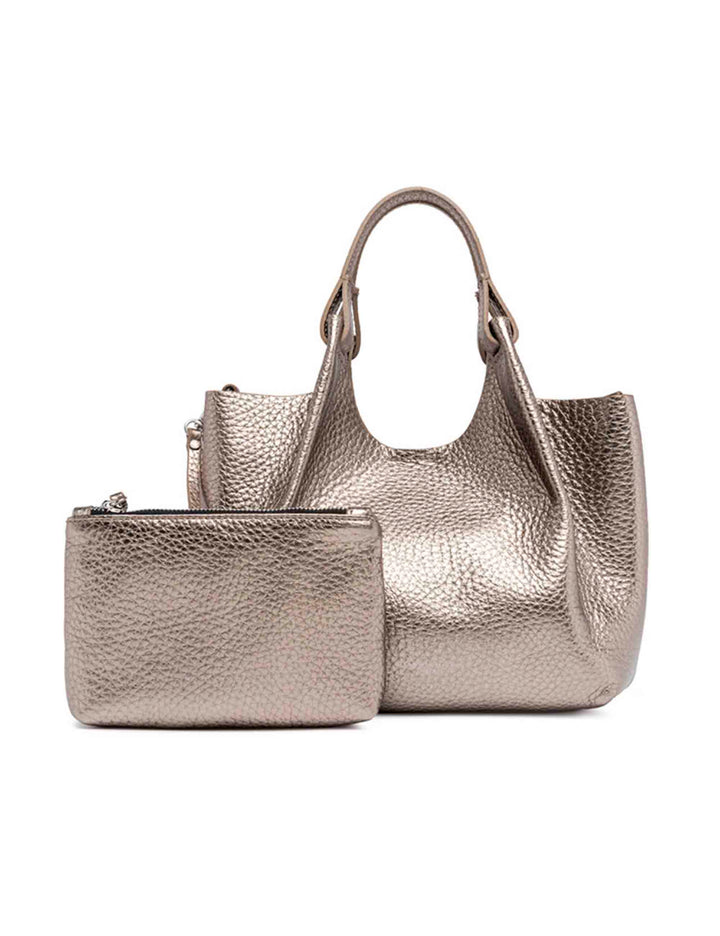 Spatarella Borsa donna mini Dua in pelle argento In Saldo