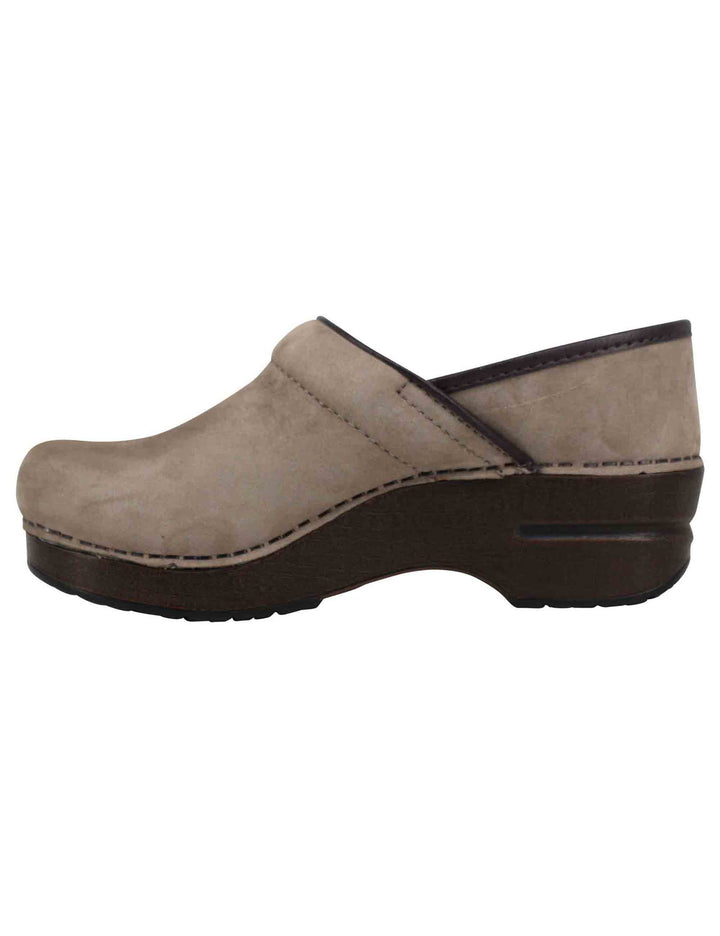 Spatarella Clogs donna Professional in nabuk taupe Italia