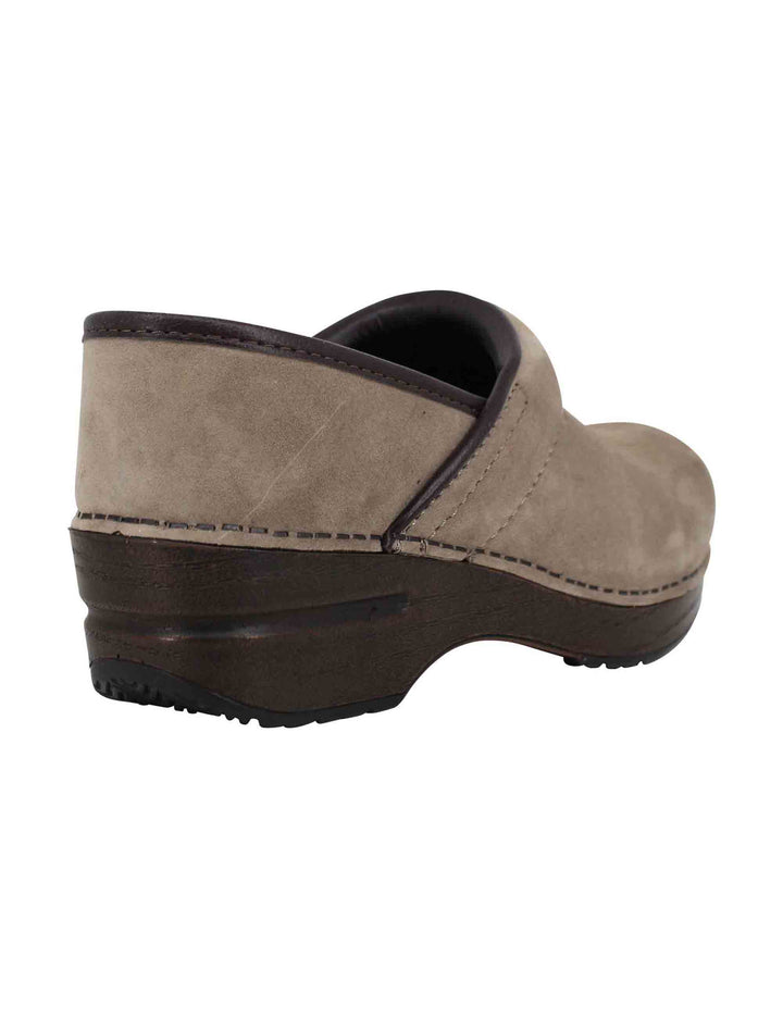 Spatarella Clogs donna Professional in nabuk taupe Italia
