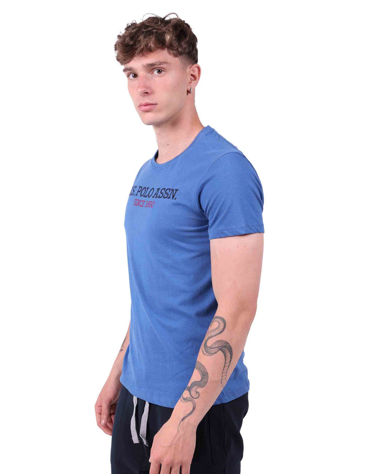 Spatarella T-Shirt uomo in cotone celeste con stampa Offerta per la Festa della Mamma