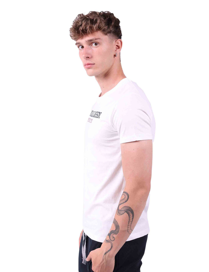 Spatarella T-Shirt uomo in cotone bianco con stampa Vendite Flash
