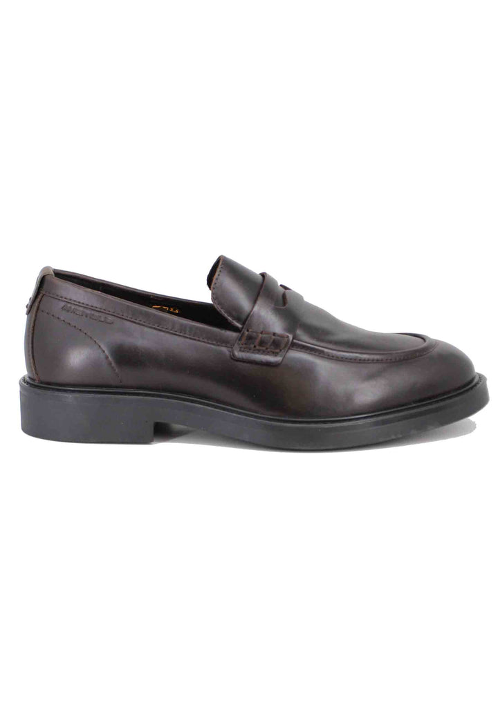 Spatarella Mocassini uomo in pelle marrone con suola in gomma Italia