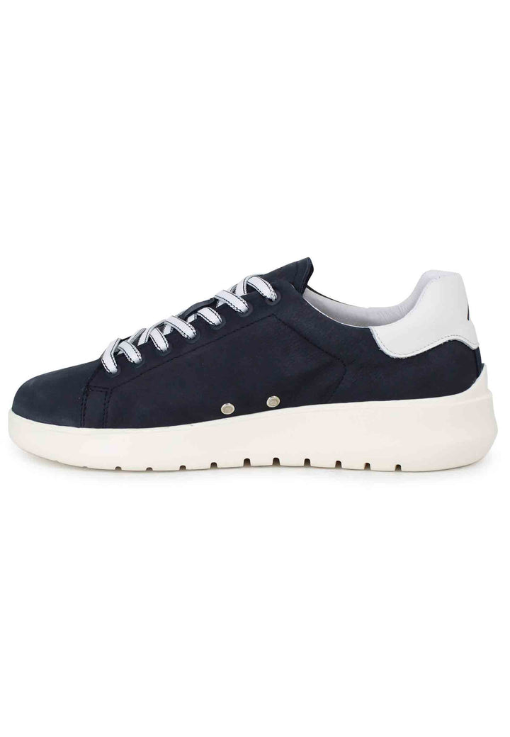 Spatarella Sneakers uomo Hover in nabuk blu con suola alta in gomma In Linea