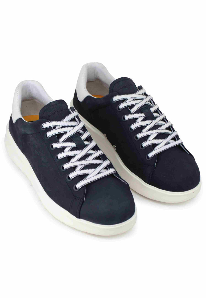 Spatarella Sneakers uomo Hover in nabuk blu con suola alta in gomma In Linea