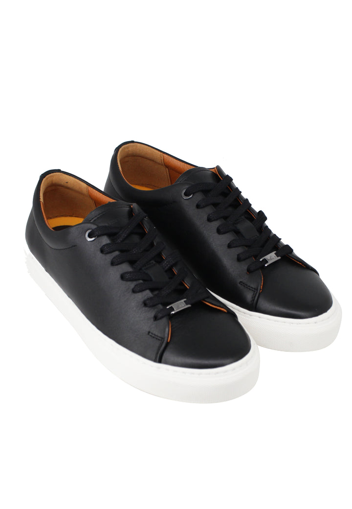 Spatarella Sneakers uomo Martin in pelle nera con suola in gomma Qualità
