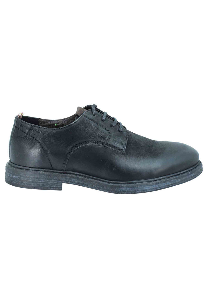 Spatarella Stringata uomo in pelle nera suola in gomma e sottopiede memory foam Qualità Garantita