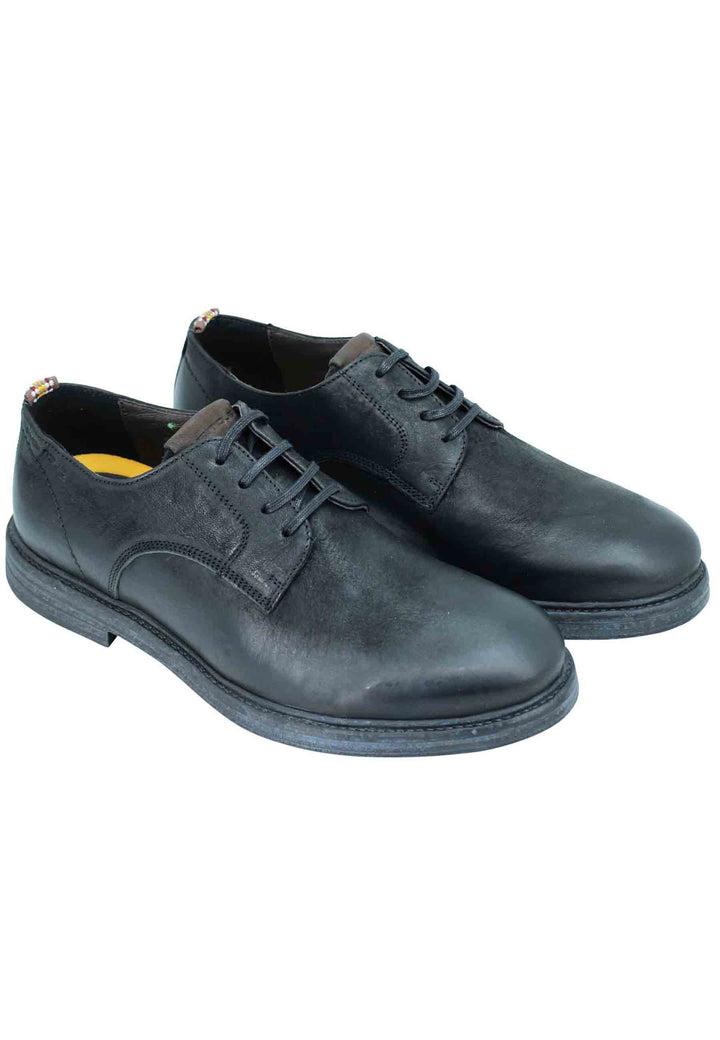 Spatarella Stringata uomo in pelle nera suola in gomma e sottopiede memory foam Qualità Garantita
