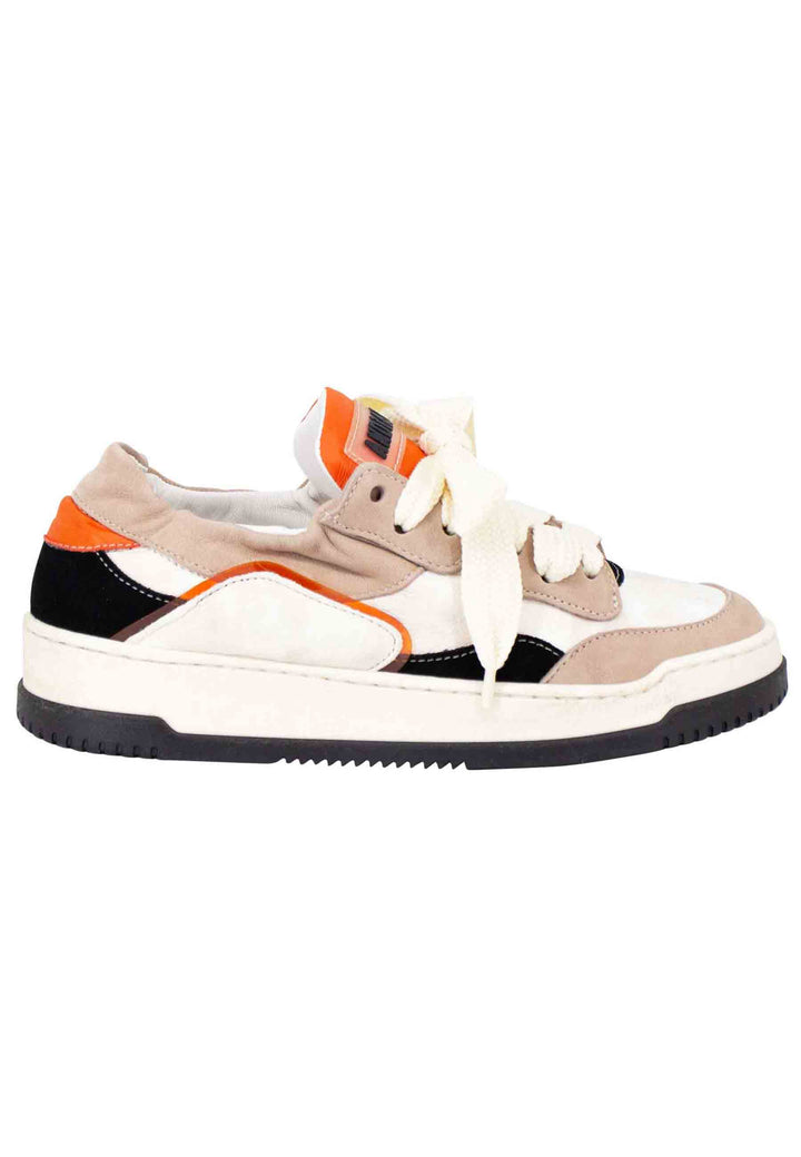 Spatarella Sneakers donna in pelle beige e taupe con fondo gomma Promozione Limitata