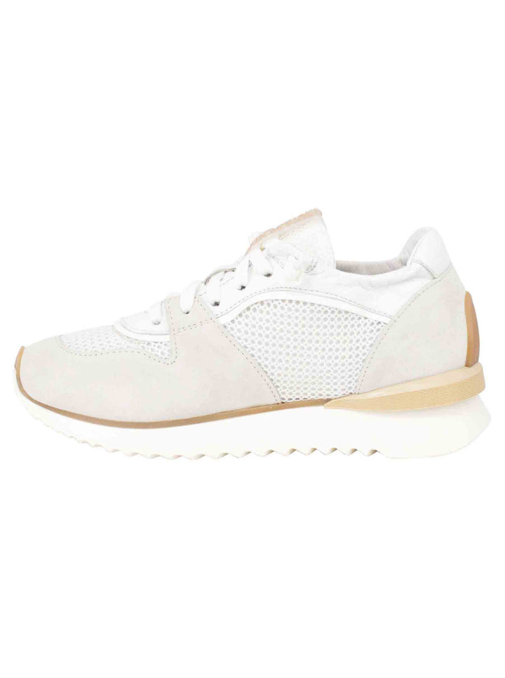 Spatarella Sneakers donna in pelle e tessuto bianco fondo running Fino Al -60%