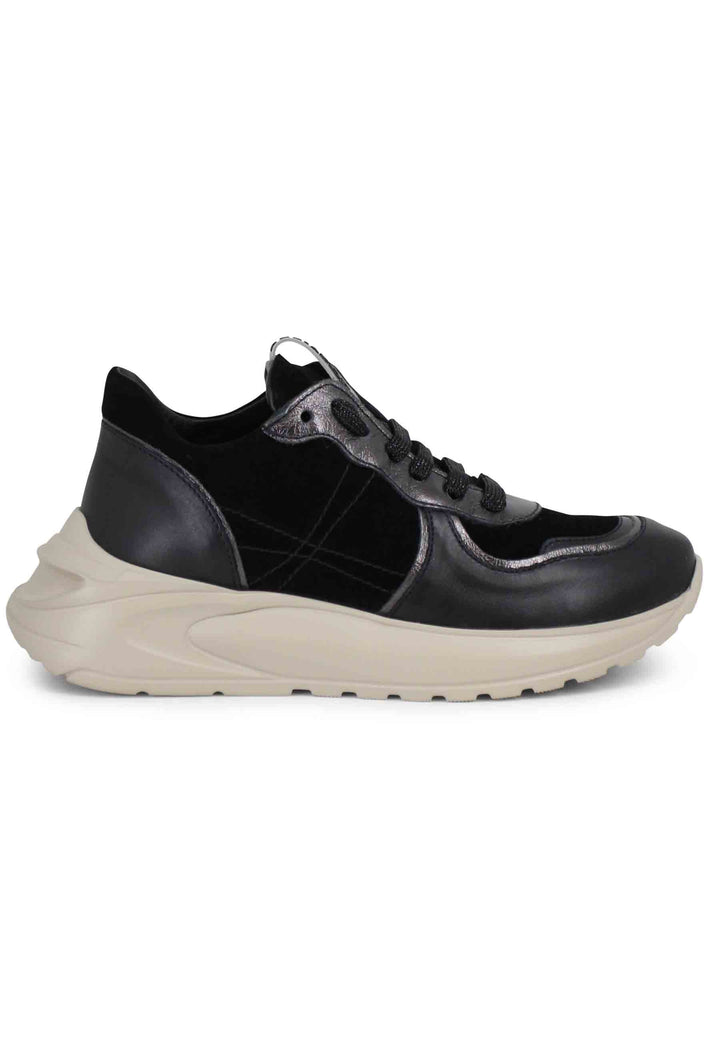 Spatarella Sneakers donna in pelle nera con suola in gomma Affare Del Giorno