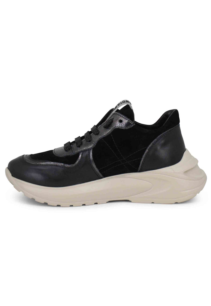 Spatarella Sneakers donna in pelle nera con suola in gomma Affare Del Giorno