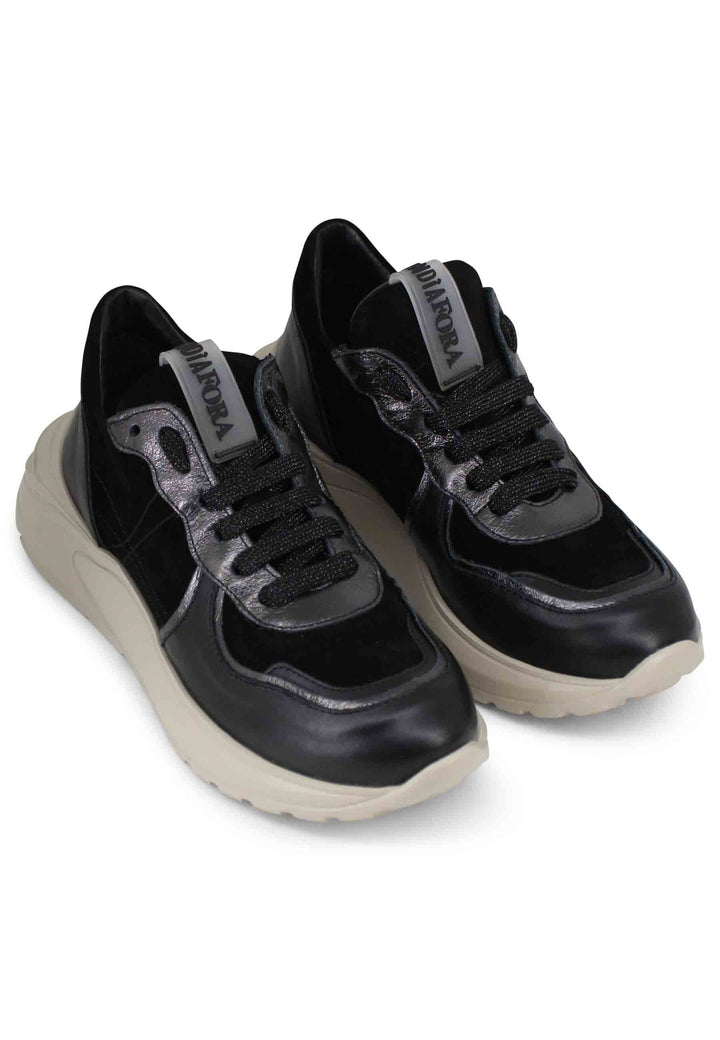 Spatarella Sneakers donna in pelle nera con suola in gomma Affare Del Giorno