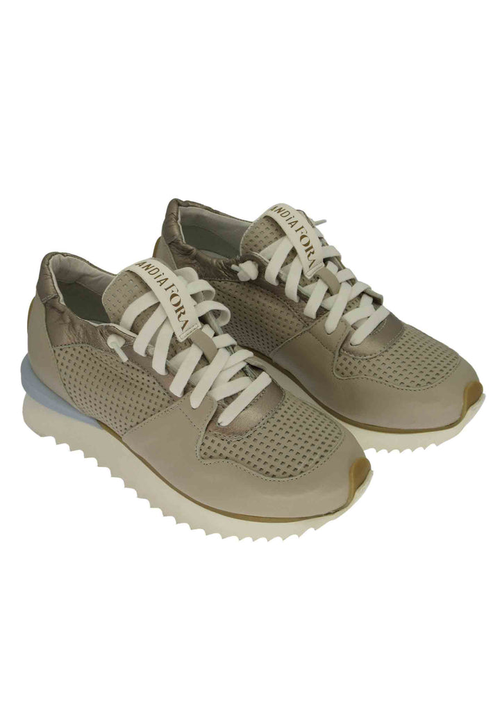 Spatarella Sneakers donna in pelle taupe con suola alta il gomma Convenienza