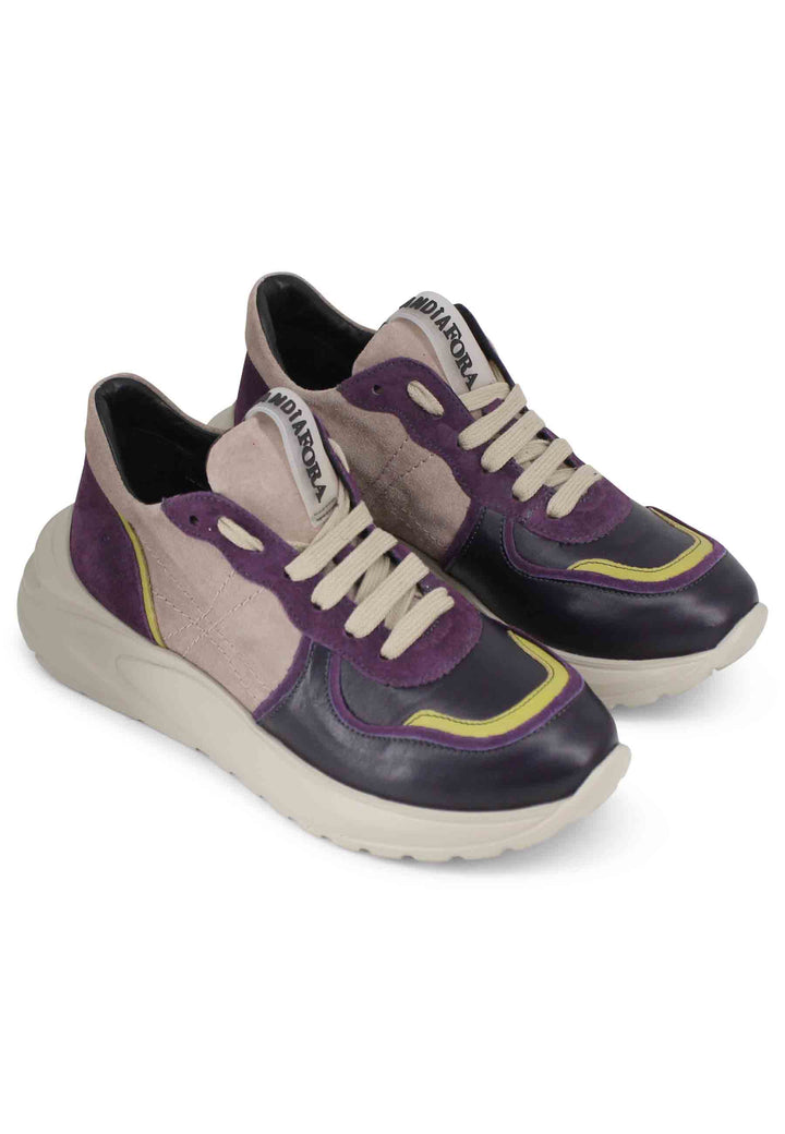 Spatarella Sneakers donna in pelle viola con suola in gomma Novità