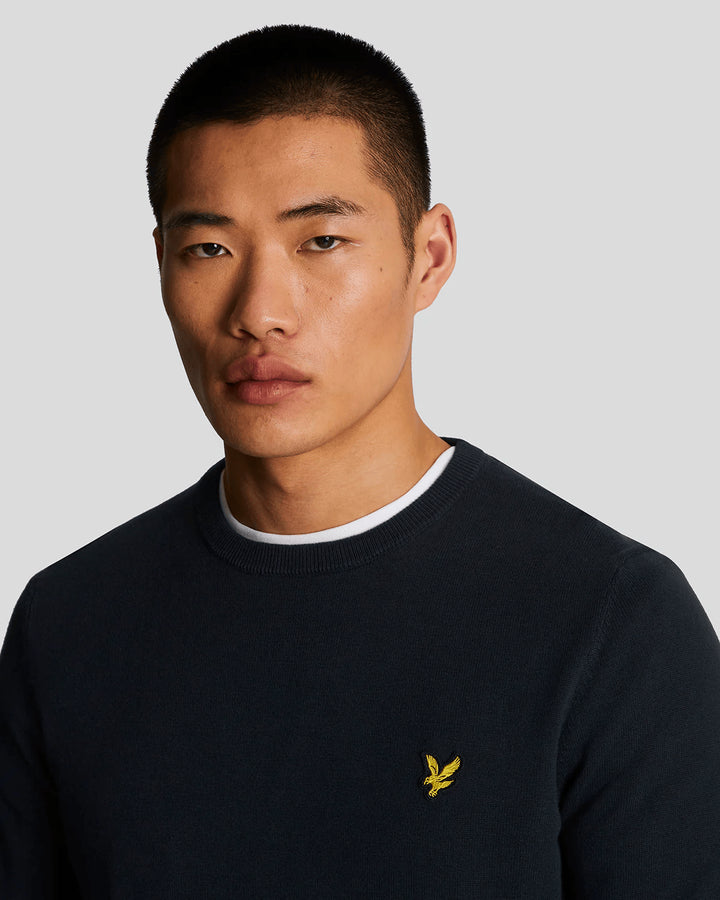 Spatarella Maglioni uomo a girocollo in cotone blu navy Novità