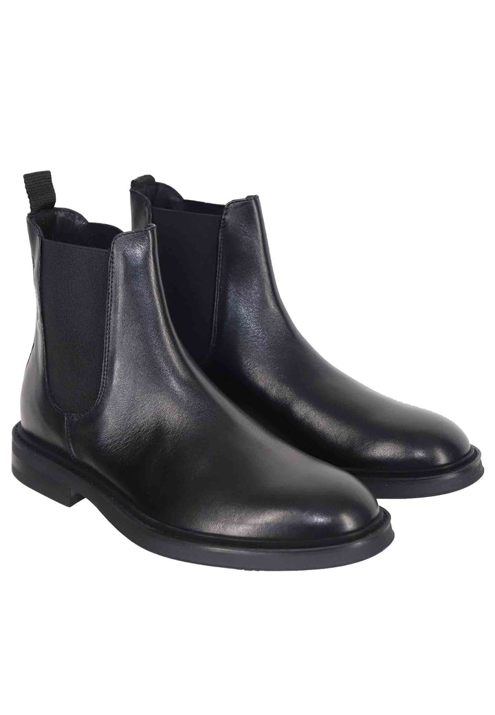 Spatarella Chelsea boots uomo in pelle nera con suola in gomma Outlet