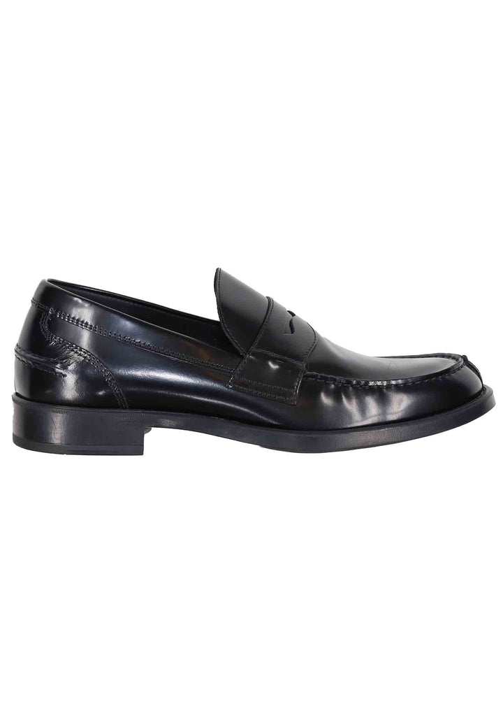 Spatarella Mocassini uomo in pelle lucida nera con suola in gomma leggera Offerte