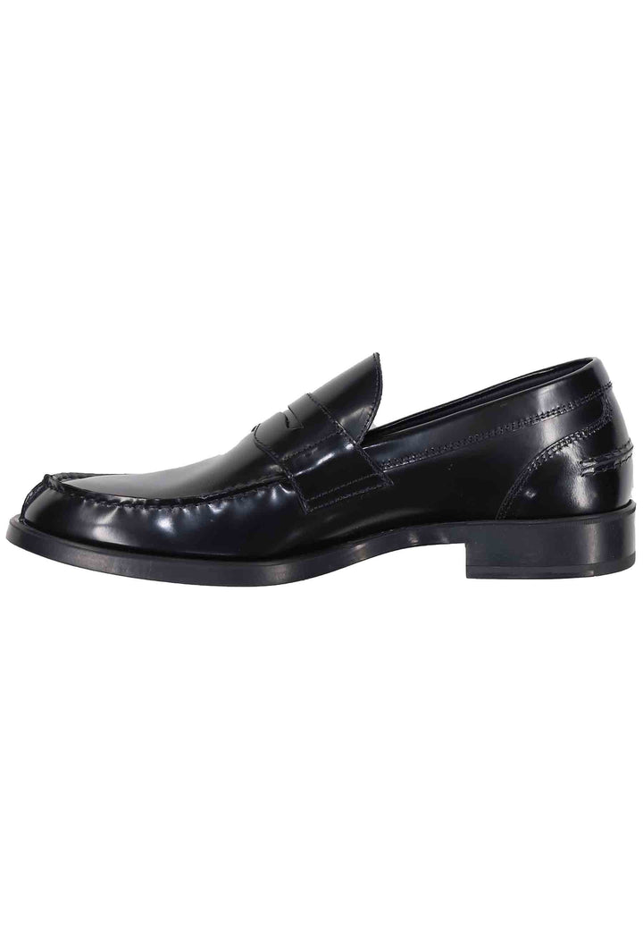 Spatarella Mocassini uomo in pelle lucida nera con suola in gomma leggera Offerte