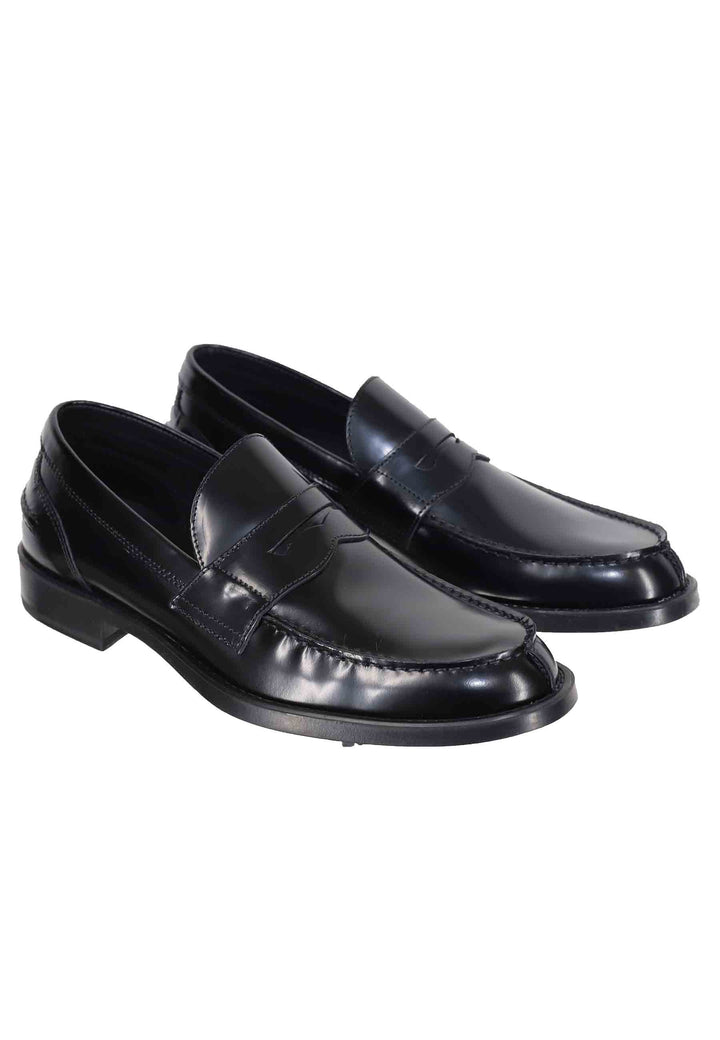 Spatarella Mocassini uomo in pelle lucida nera con suola in gomma leggera Offerte