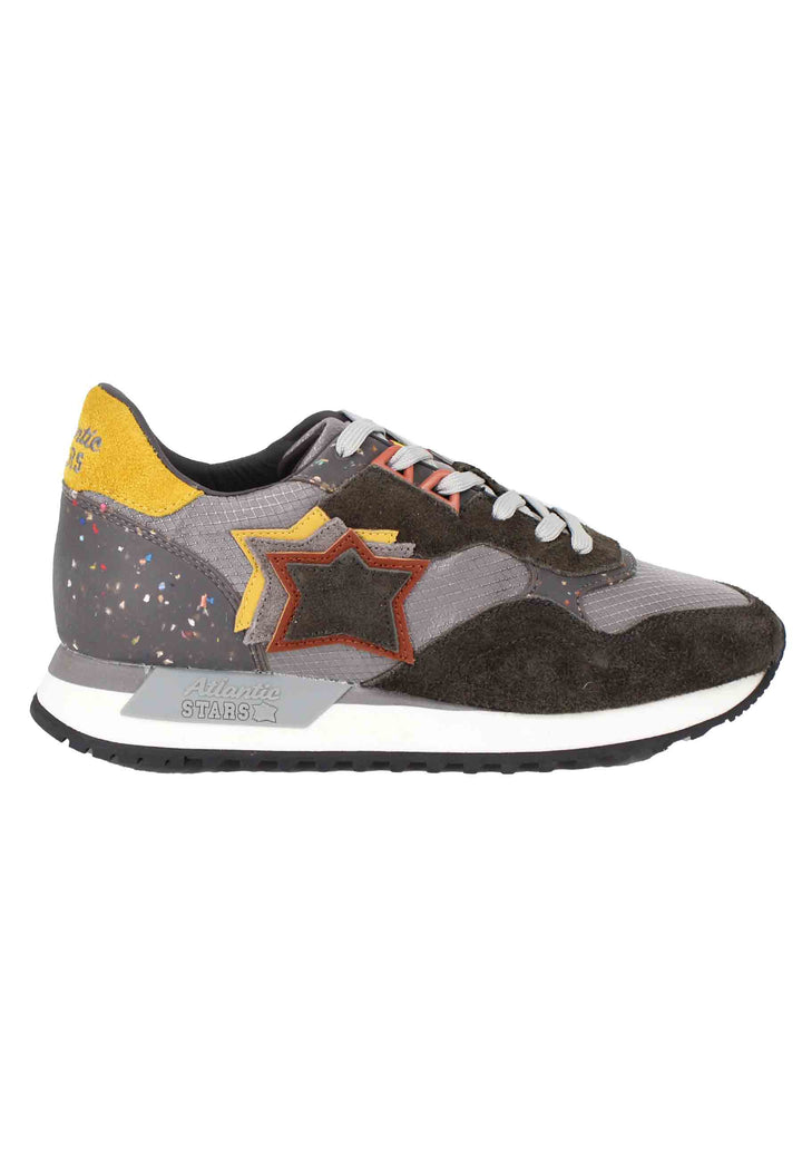 Spatarella Sneakers Draco uomo in pelle e tessuto grigio con stelle in tinta Nuovo