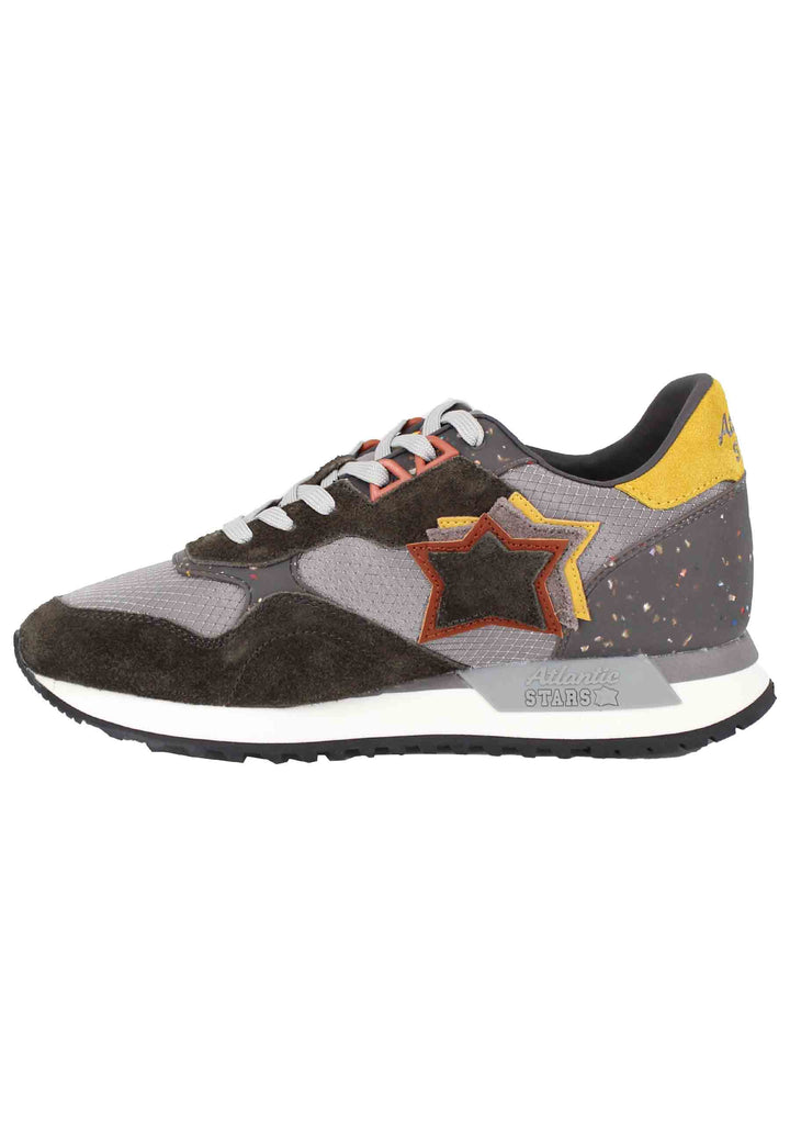 Spatarella Sneakers Draco uomo in pelle e tessuto grigio con stelle in tinta Nuovo