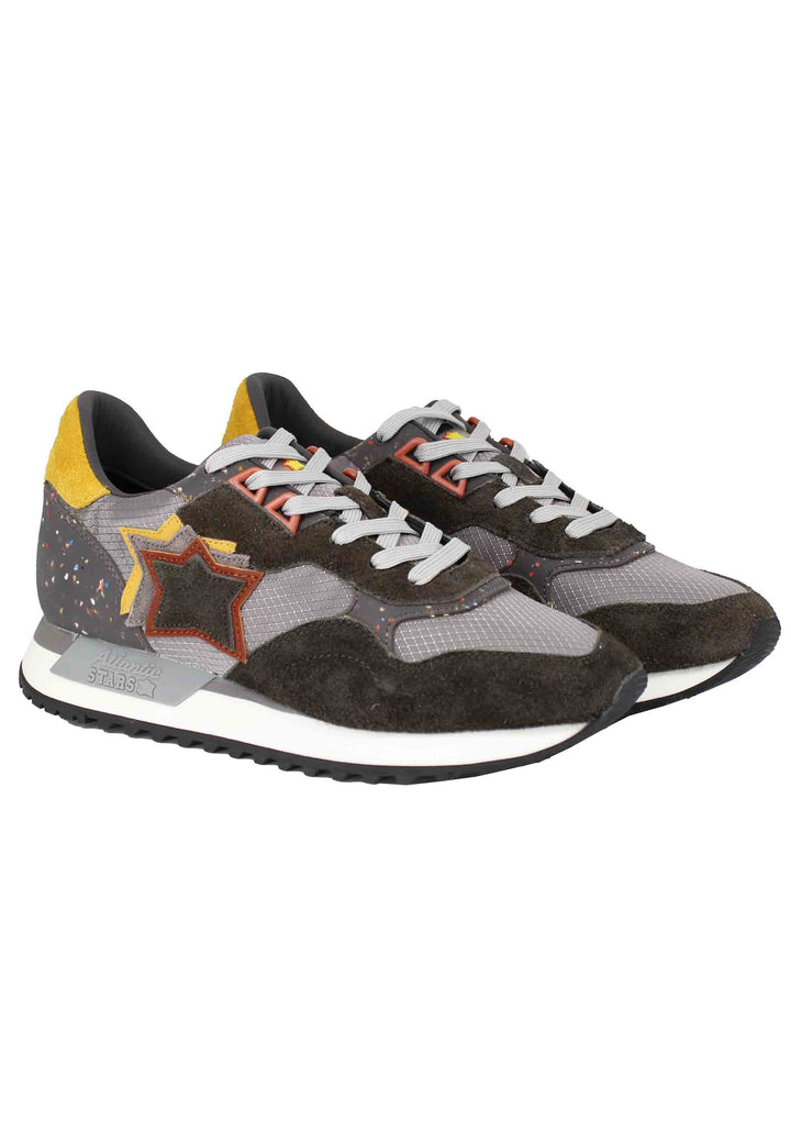 Spatarella Sneakers Draco uomo in pelle e tessuto grigio con stelle in tinta Nuovo