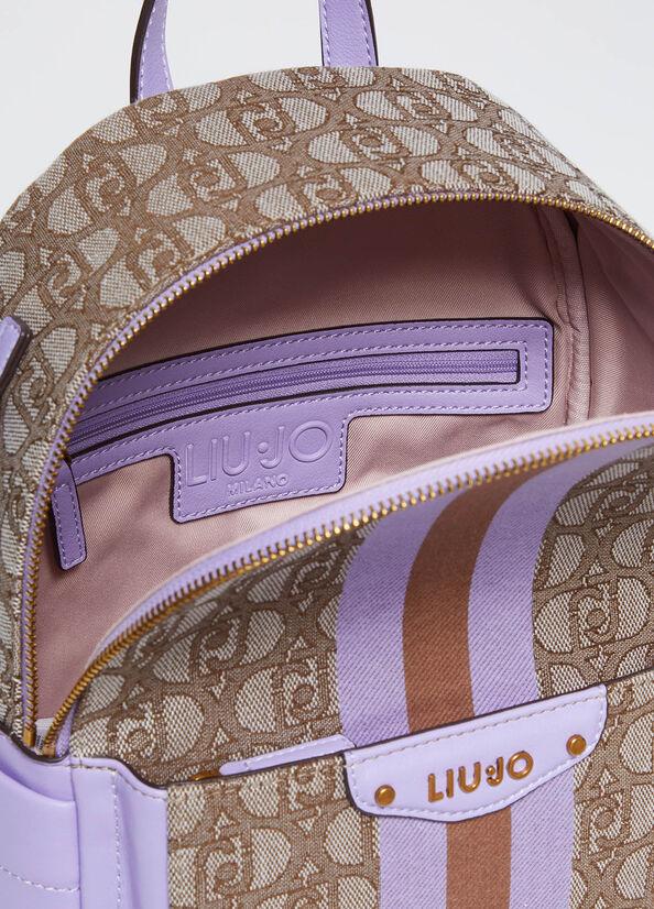Spatarella Zaini donna jacquard in tessuto beige e marrone Sottocosto