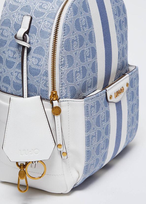 Spatarella Zaini donna jacquard in tessuto blu e bianco Convenienza