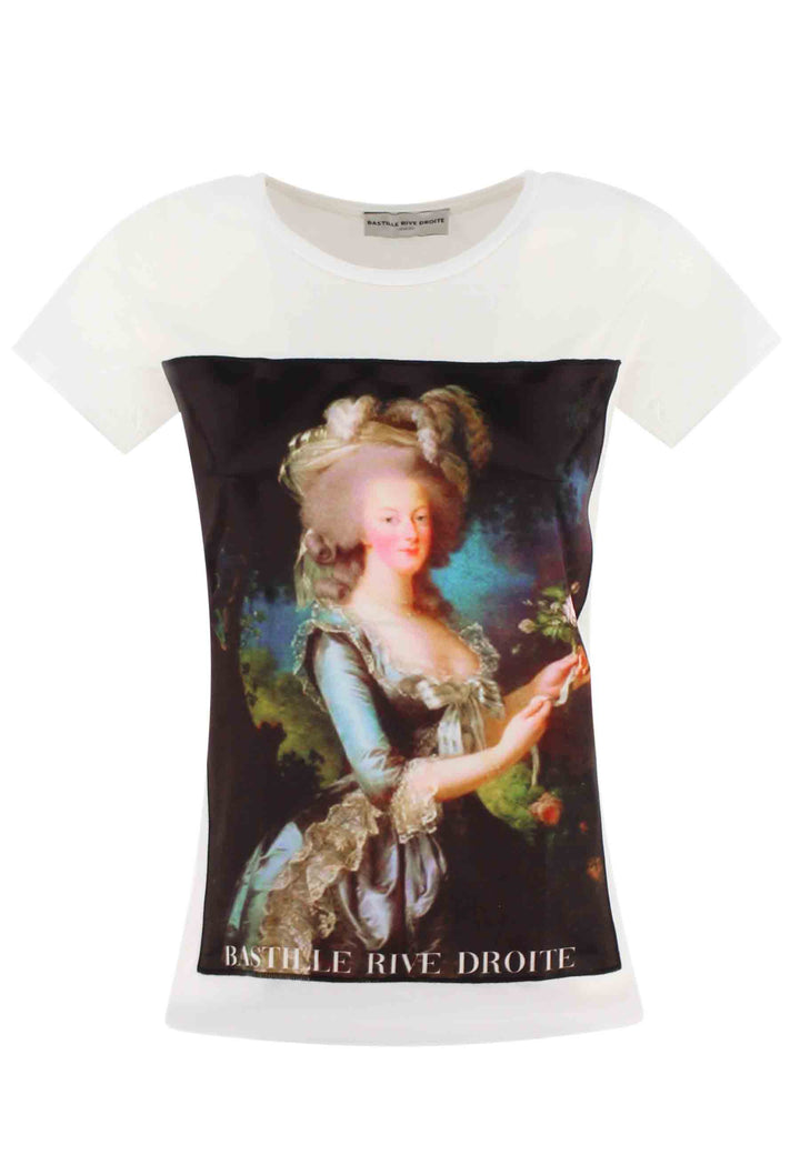 Spatarella T-shirt donna Icons in cotone bianco con stampa in seta Offerte