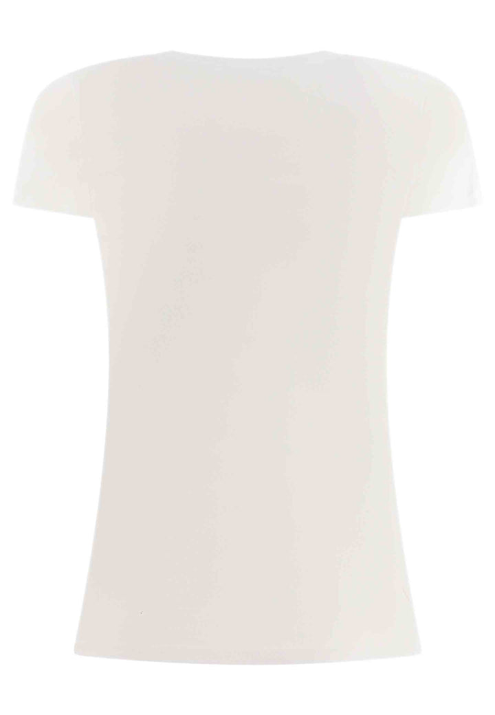 Spatarella T-shirt donna Icons in cotone bianco con stampa in seta Hotsell