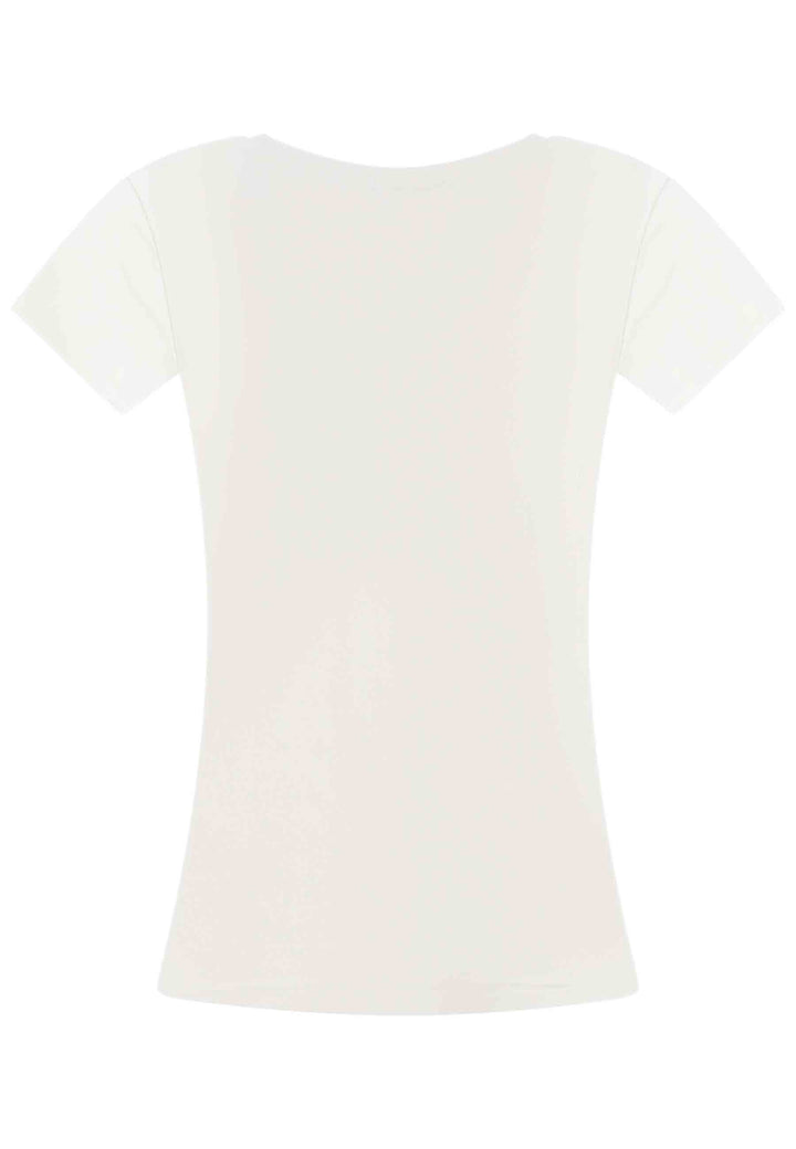 Spatarella T-shirt donna Savage in cotone bianco con stampa in seta Vendita Economica