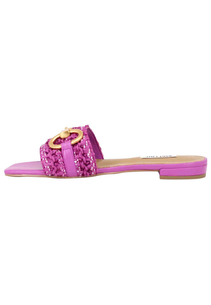 Spatarella Sandali donna Edna in pelle viola con morsetto e tacco basso Italia